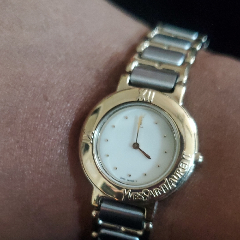 $$SOLD$$ Yves Saint Laurent YSL Women’s Swiss Quartz Watch, Two Tone Bracelet